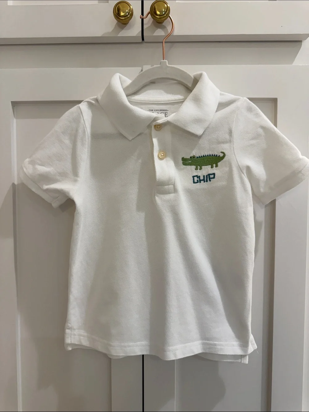 Lot of 4 The Children's Place White Polo Shirts with ‘Chip’ Monogram 3T